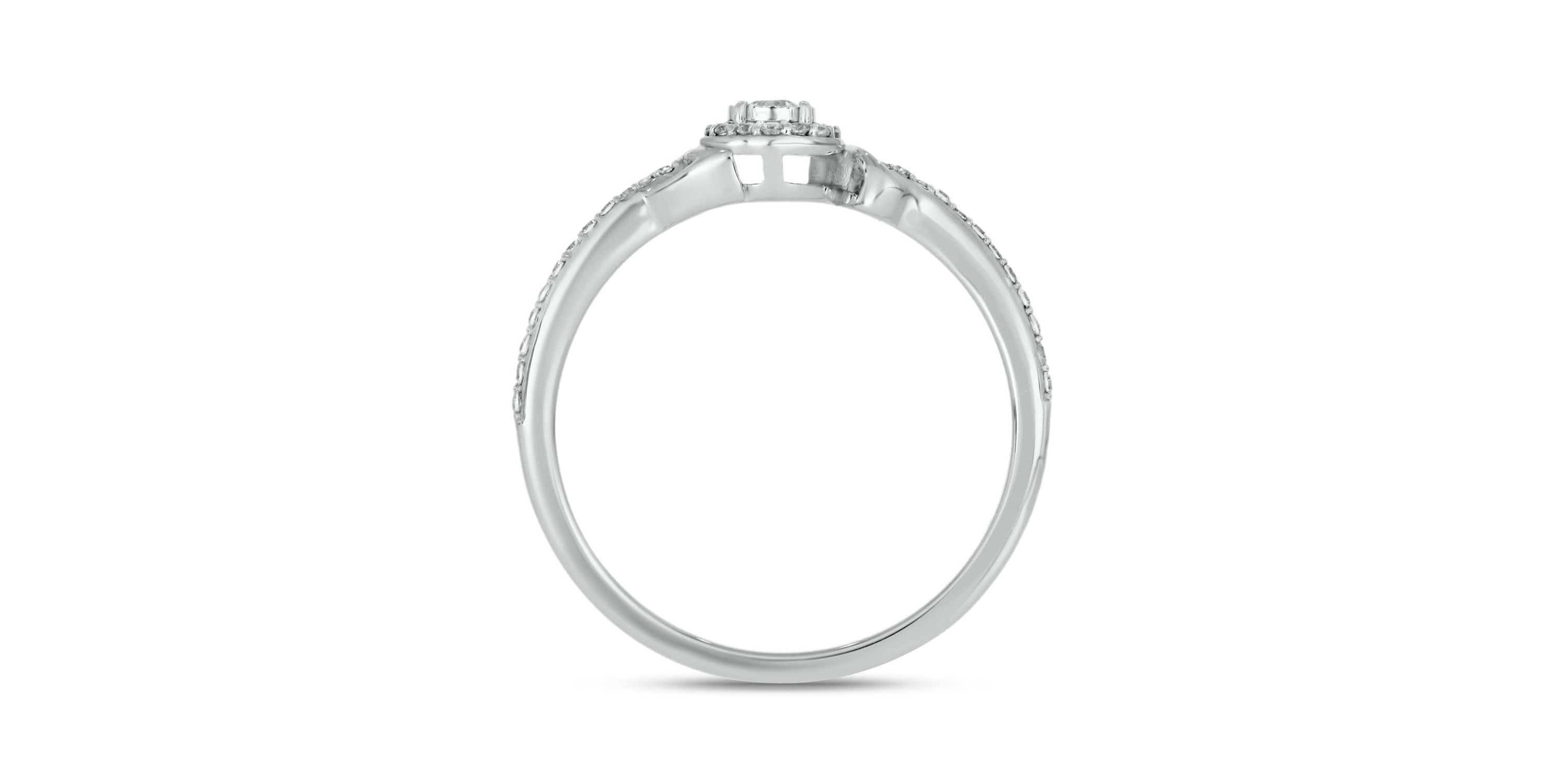 1/5 carat, Diamond Tikli,Single Halo Promise Ring in 14K White Gold