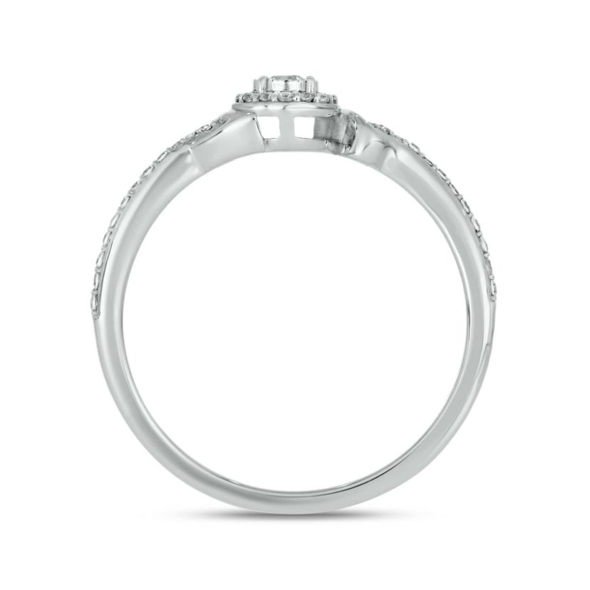 1/5 carat, Diamond Tikli,Single Halo Promise Ring in 14K White Gold