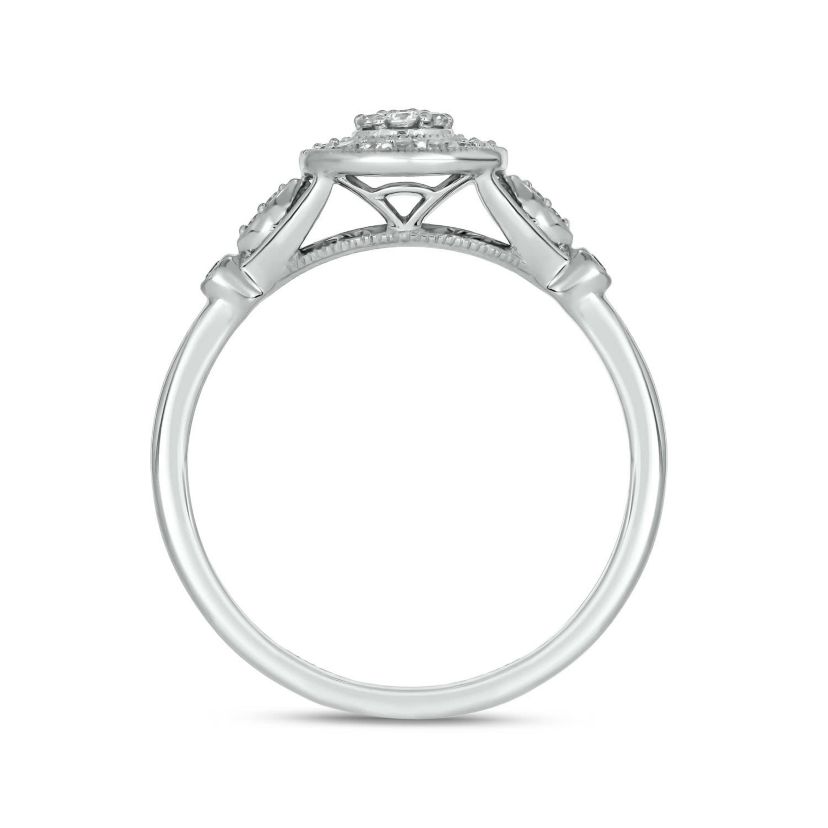 1/5 carat, Diamond Round Clustre Composite,Marquise Composite Ring in 14K Yellow Gold