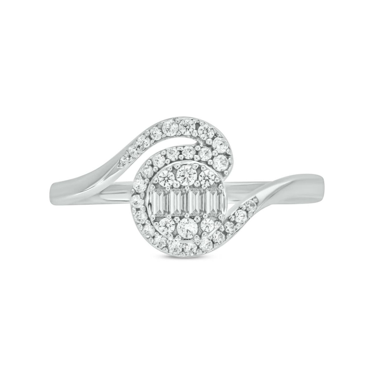 1/4 carat, Diamond Round & Baguette Composite Ring in 14K White Gold