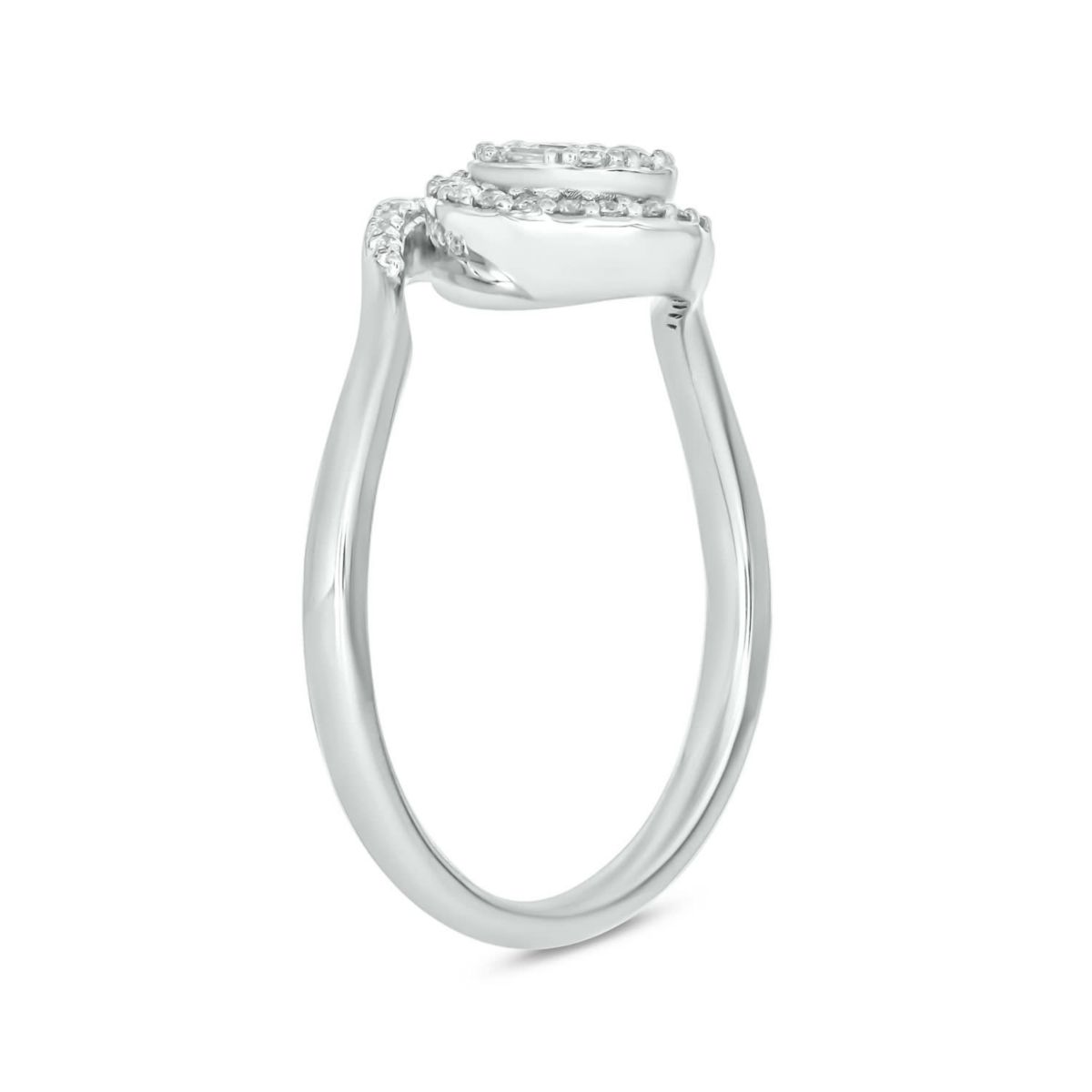 1/4 carat, Diamond Round & Baguette Composite Ring in 14K White Gold