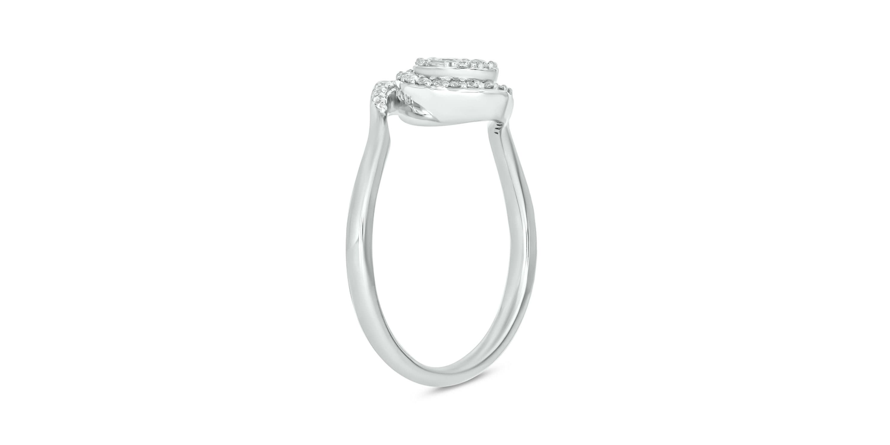 1/4 carat, Diamond Round & Baguette Composite Ring in 14K White Gold