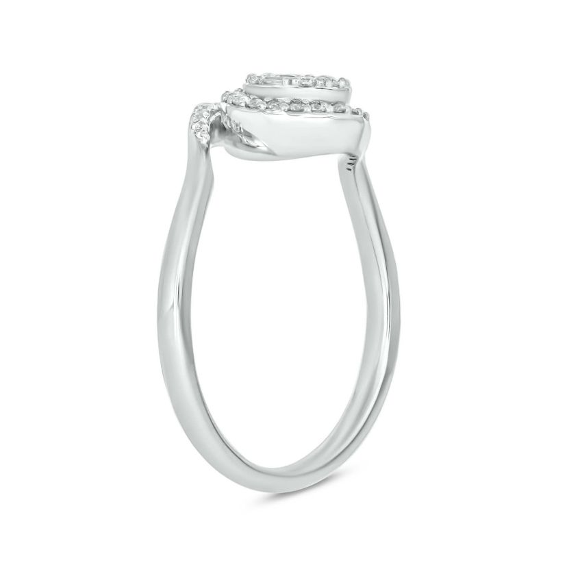 1/4 carat, Diamond Round & Baguette Composite Ring in 14K White Gold