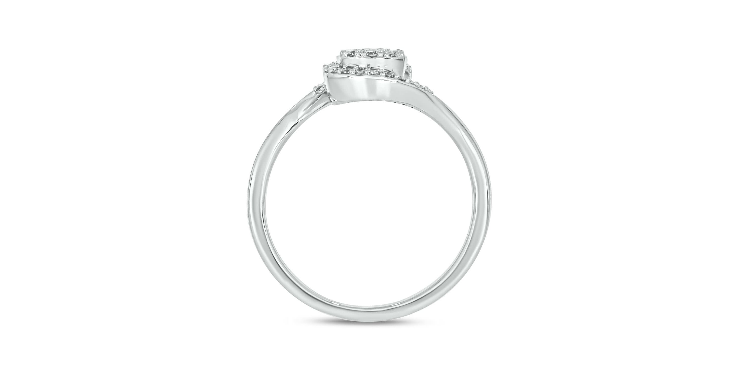1/4 carat, Diamond Round & Baguette Composite Ring in 14K White Gold