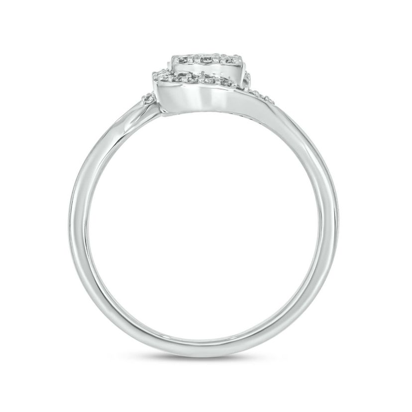 1/4 carat, Diamond Round & Baguette Composite Ring in 14K White Gold