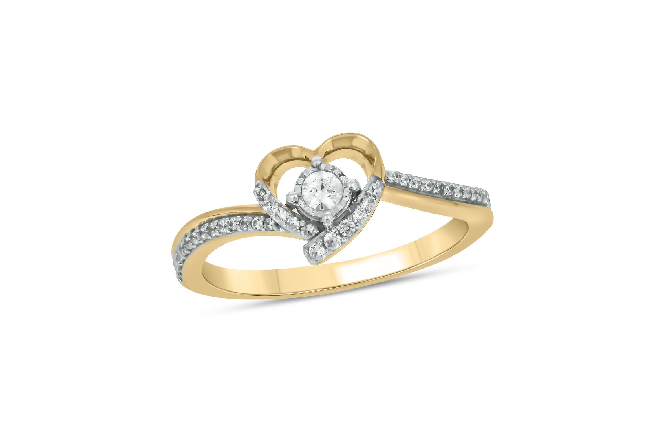1/5 carat, Diamond Heart,Tikli Ring in 14K Yellow Gold