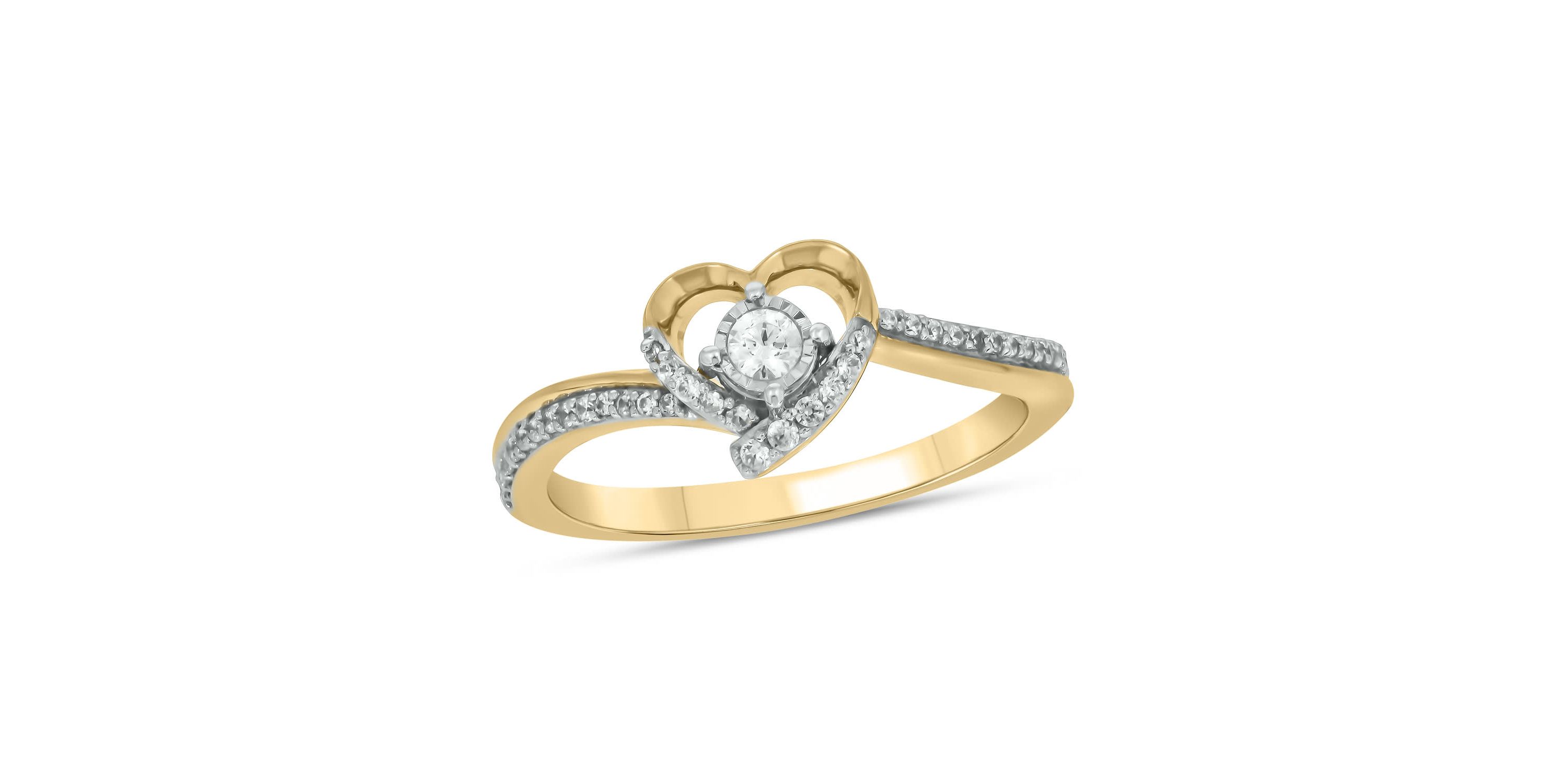 1/5 carat, Diamond Heart,Tikli Ring in 14K White Gold