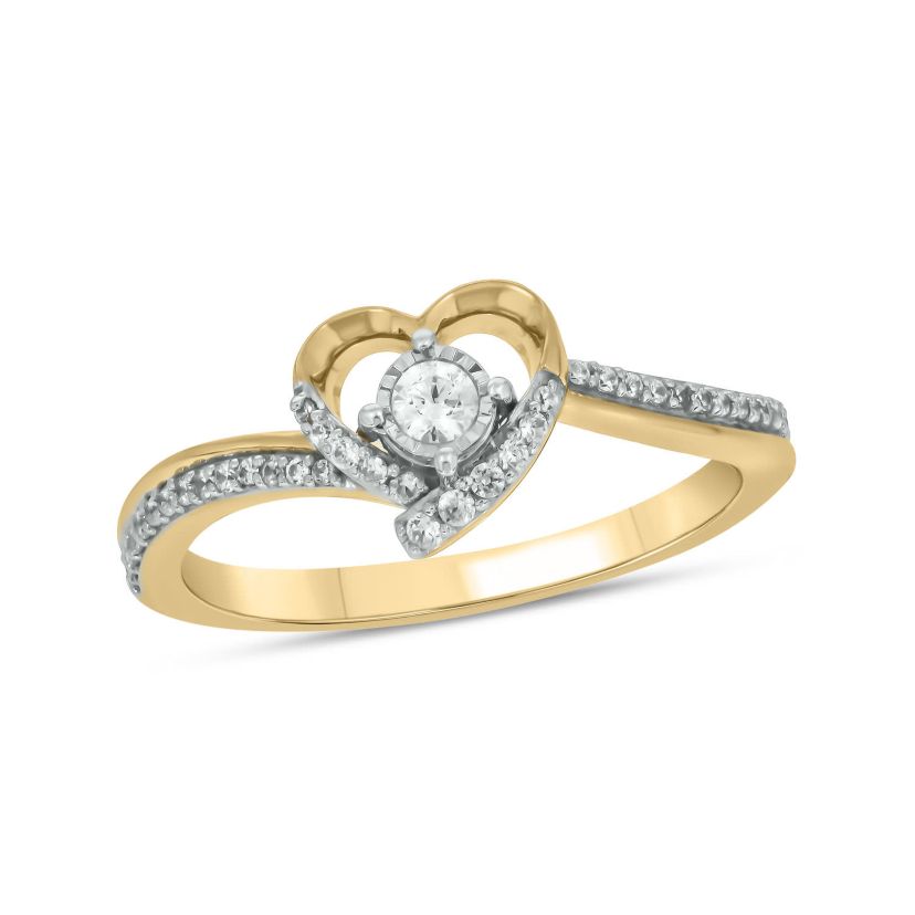 1/5 carat, Diamond Heart,Tikli Ring in 14K White Gold