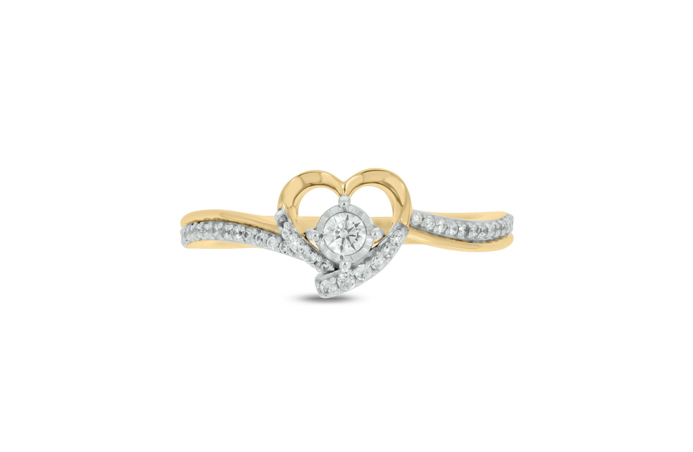 1/5 carat, Diamond Heart,Tikli Ring in 14K Yellow Gold