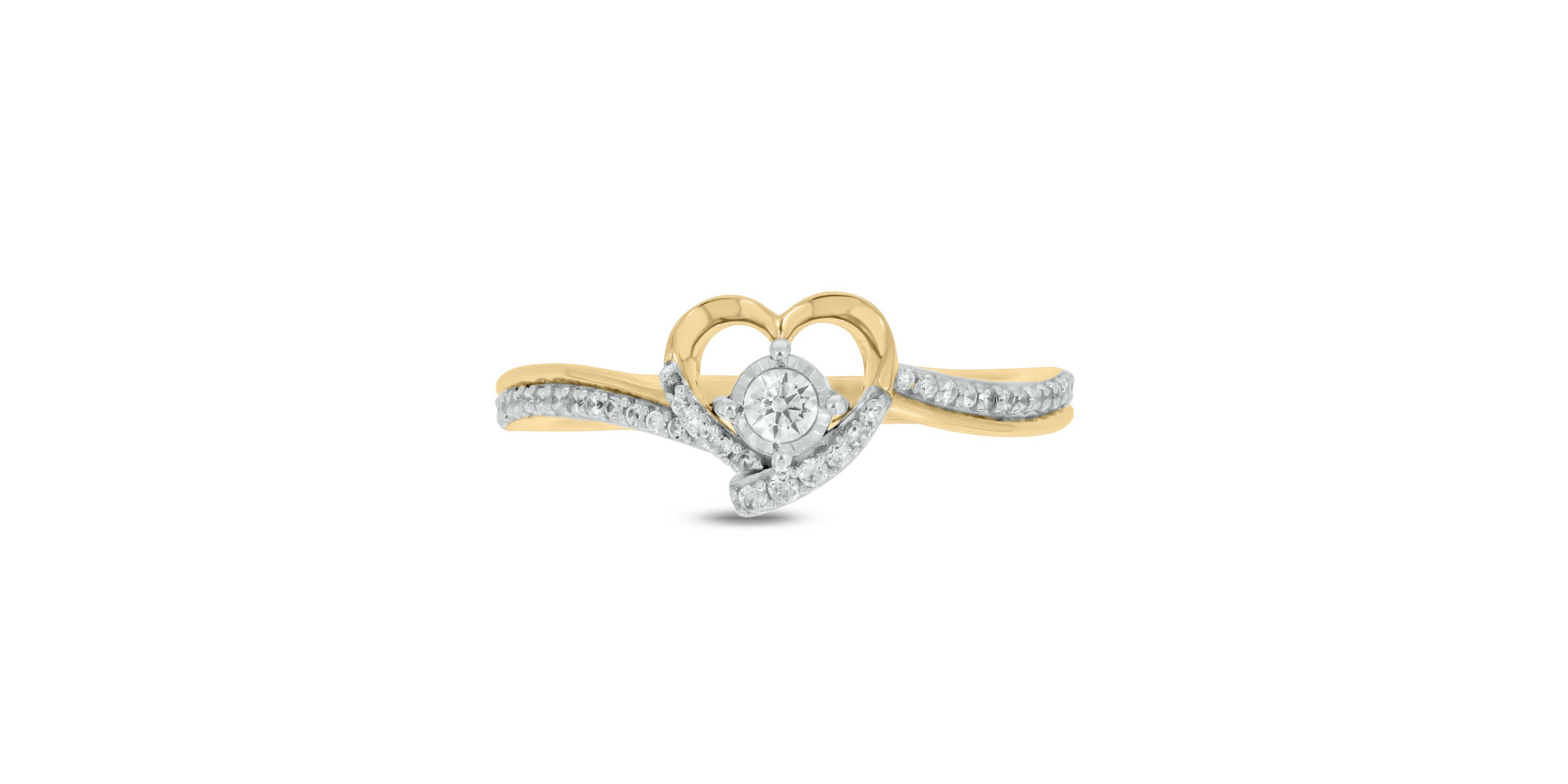1/5 carat, Diamond Heart,Tikli Ring in 14K White Gold