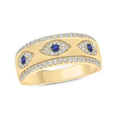 Belk & Co 1/2 carat, Diamond Evil Eye, Colorstone Ring in 14K Yellow Gold, 7