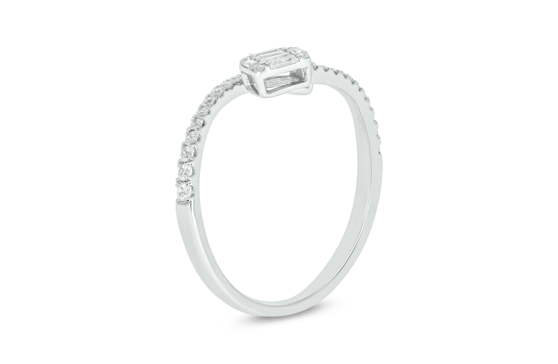 1/3 carat, Diamond Round & Baguette Composite Bypass Ring in 14K Yellow Gold