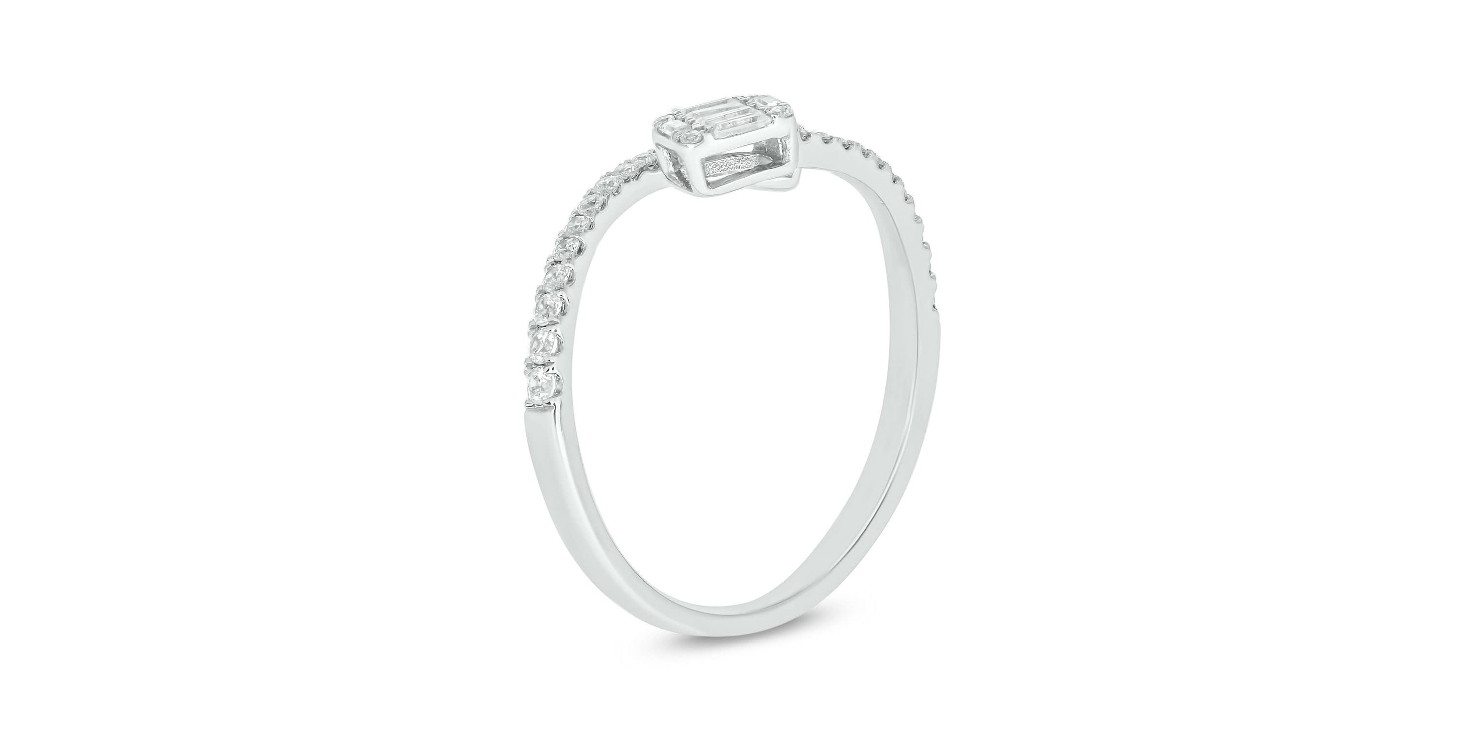 1/3 carat, Diamond Round & Baguette Composite Bypass Ring in 14K Yellow Gold