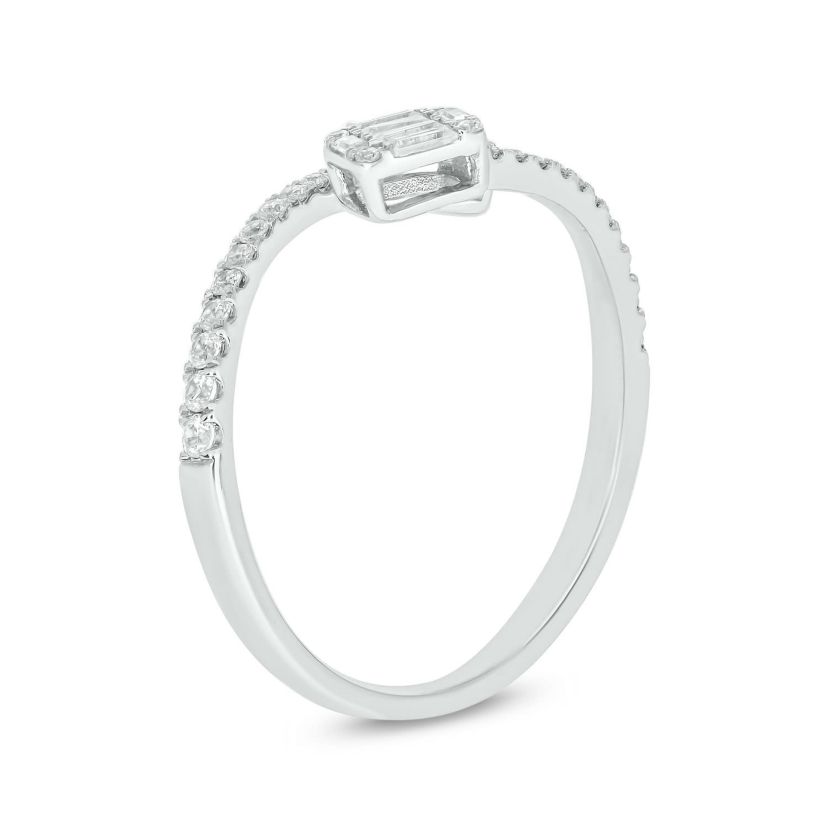 1/3 carat, Diamond Round & Baguette Composite Bypass Ring in 14K Yellow Gold