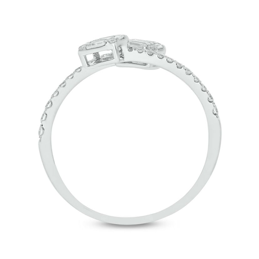 1/3 carat, Diamond Round & Baguette Composite Bypass Ring in 14K Yellow Gold
