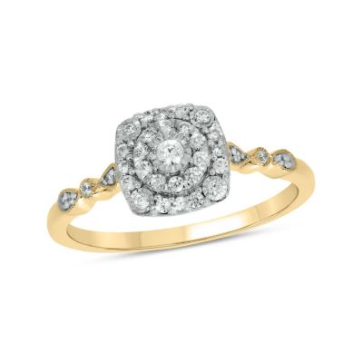 Belk & Co 1/4 carat, Diamond Double Halo Pear Composite Ring in 14K White Gold