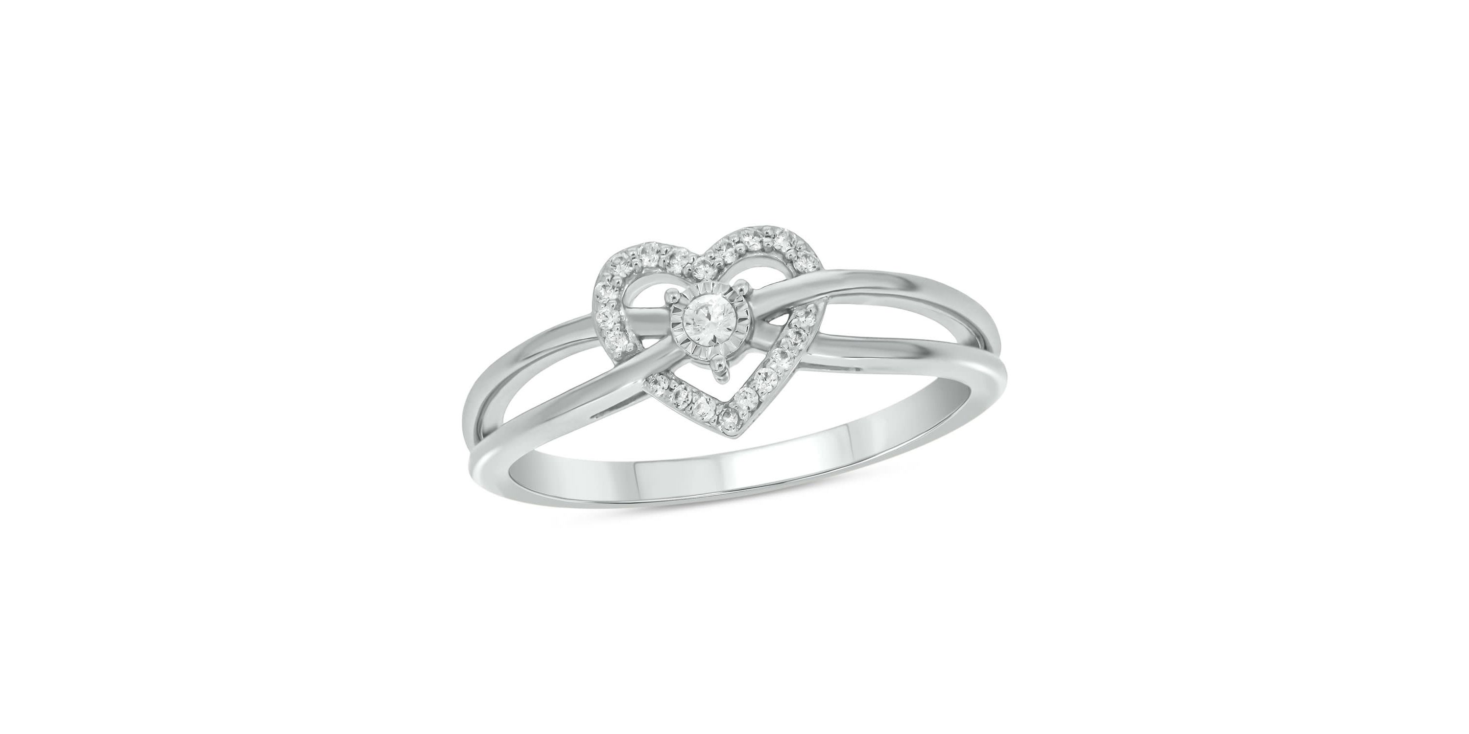 1/10 carat, Diamond Tikli Heart Halo, Over Under Shank Ring in 14K Yellow Gold