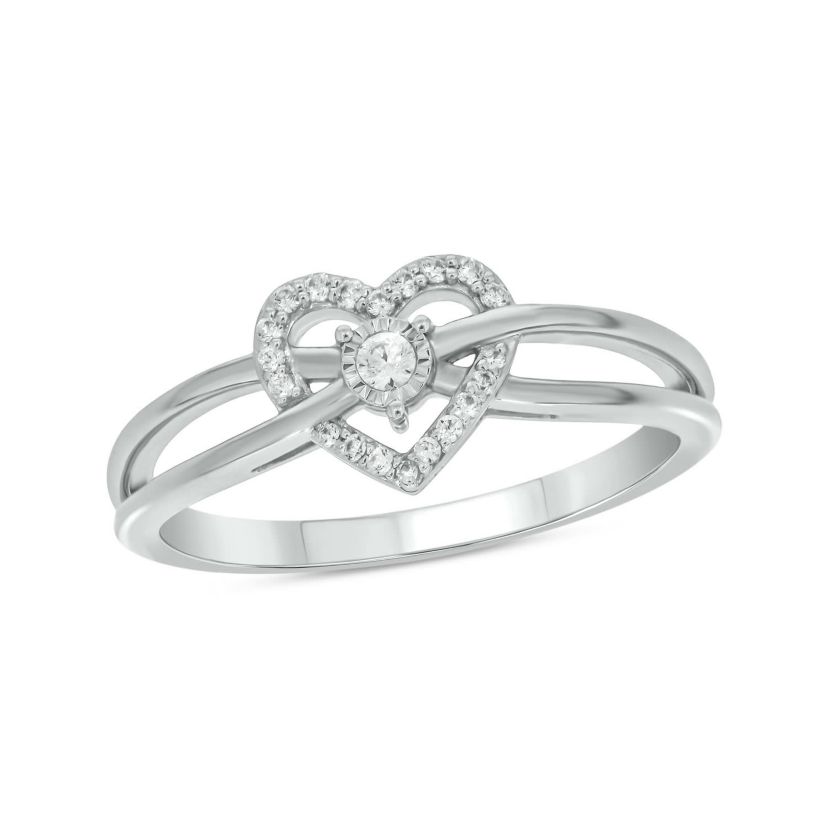 1/10 carat, Diamond Tikli Heart Halo, Over Under Shank Ring in 14K Yellow Gold