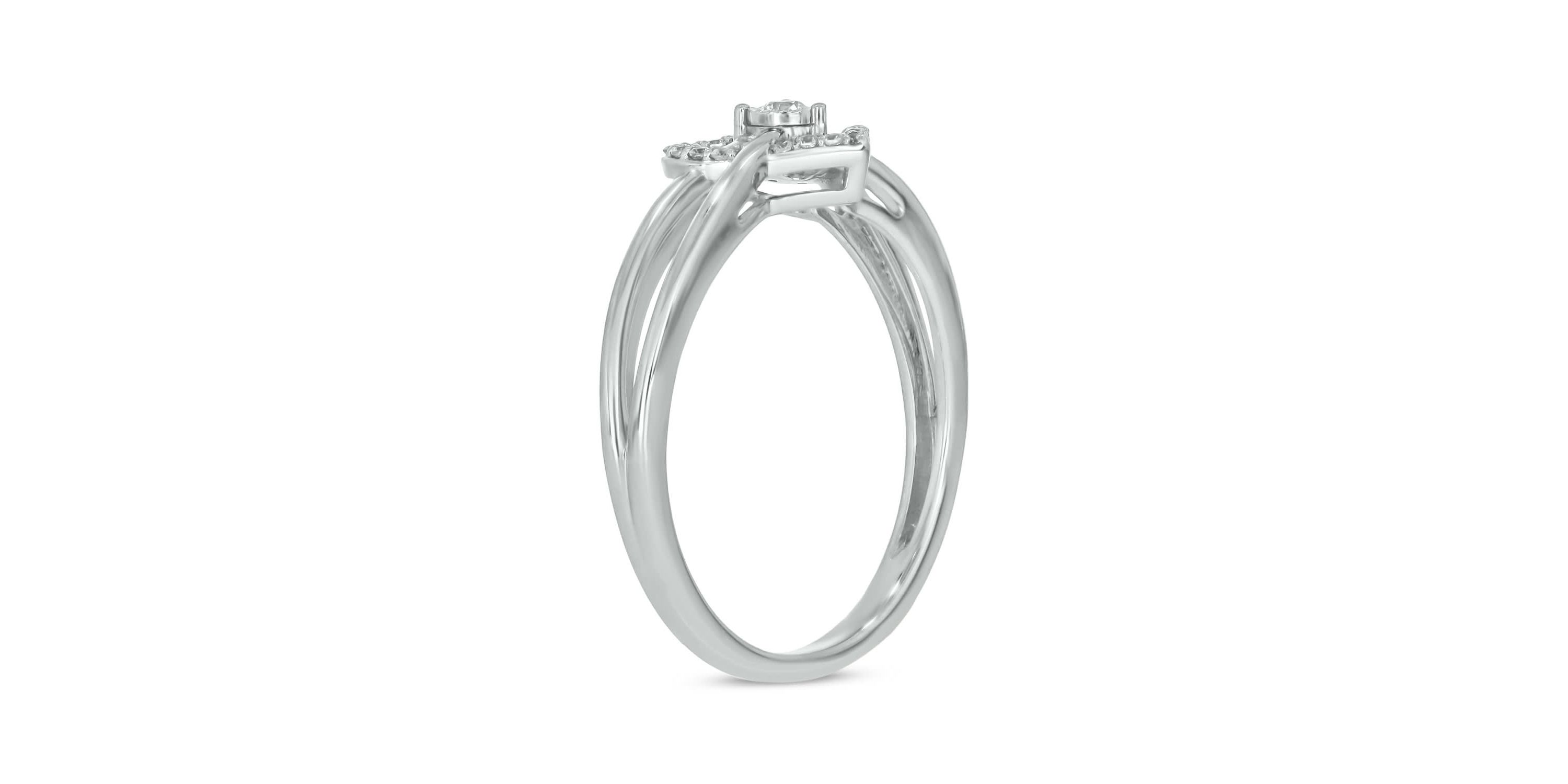1/10 carat, Diamond Tikli Heart Halo, Over Under Shank Ring in 14K Yellow Gold