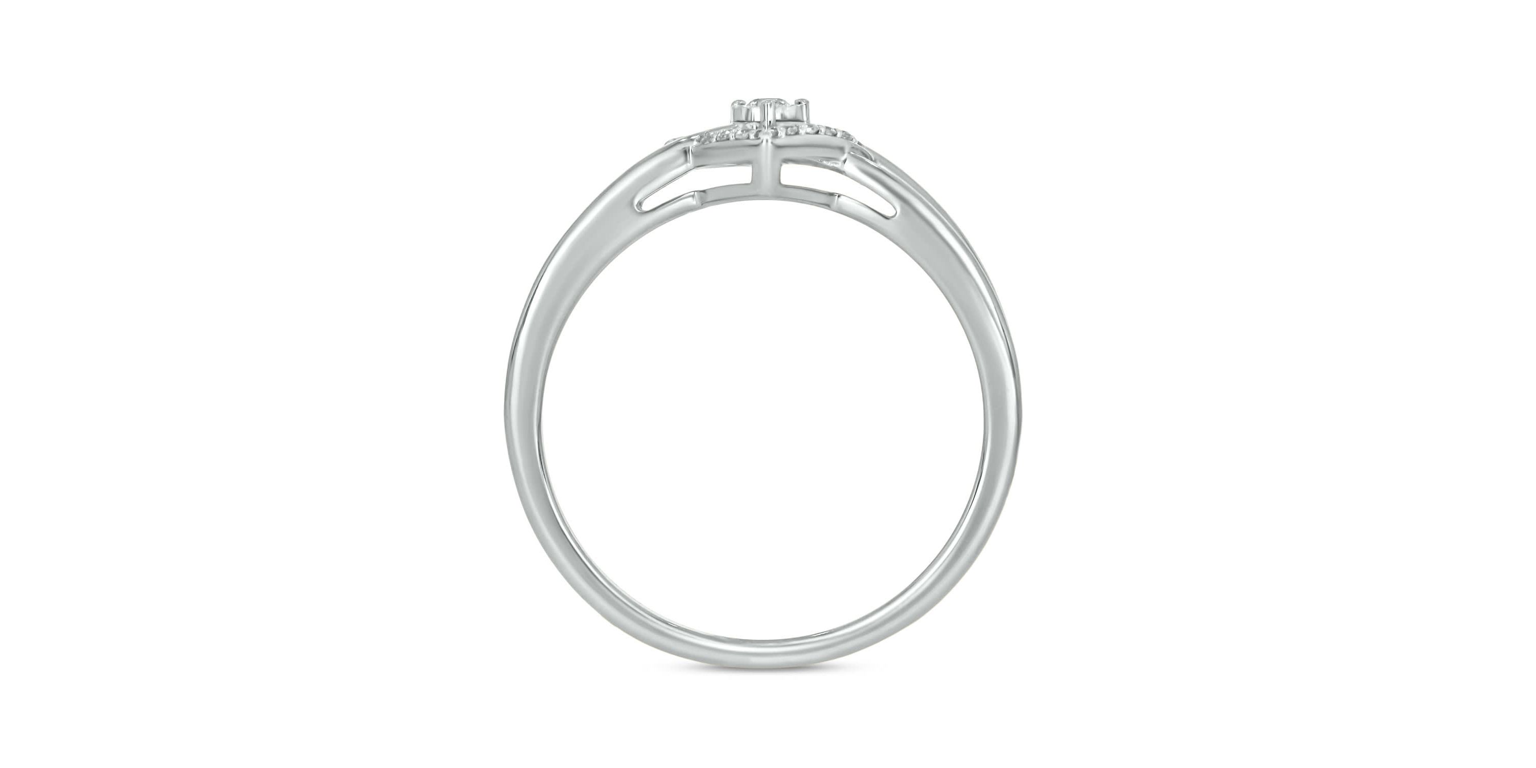 1/10 carat, Diamond Tikli Heart Halo, Over Under Shank Ring in 14K Yellow Gold