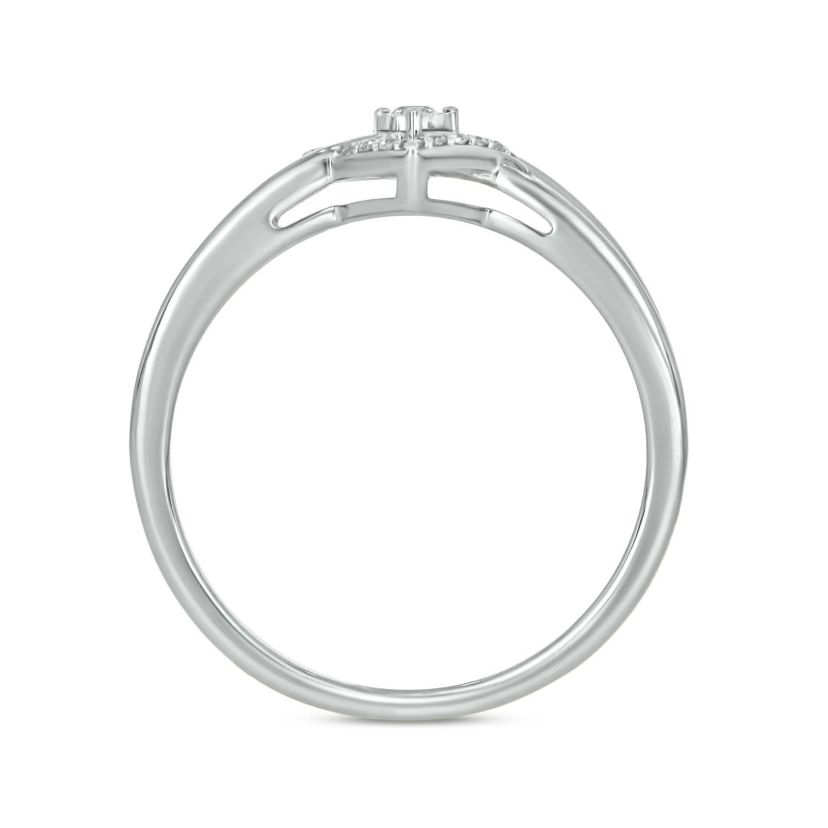 1/10 carat, Diamond Tikli Heart Halo, Over Under Shank Ring in 14K Yellow Gold