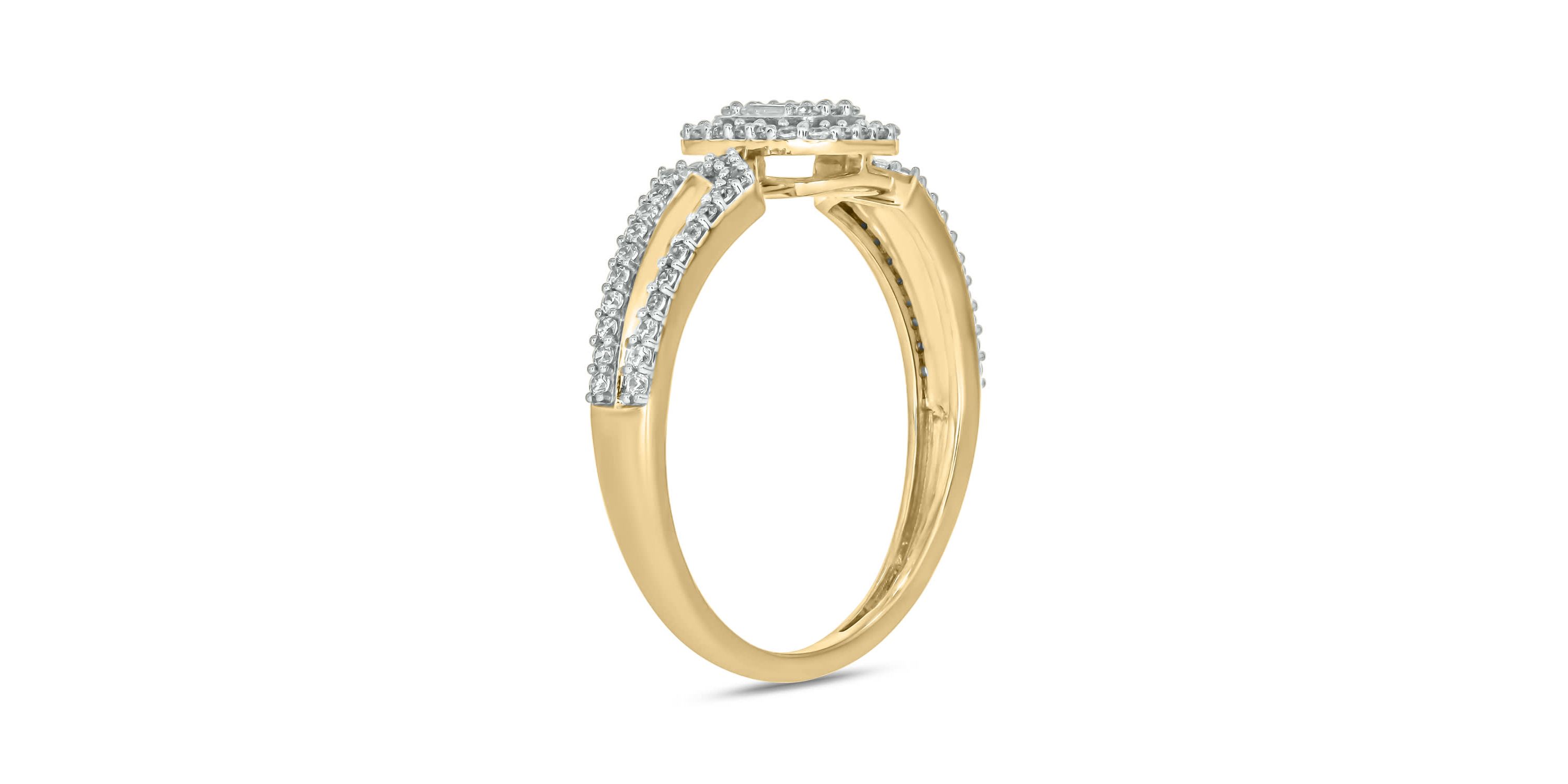 1/3 carat, Diamond Round & Baguette Composite Single Halo  Ring in 14K White Gold
