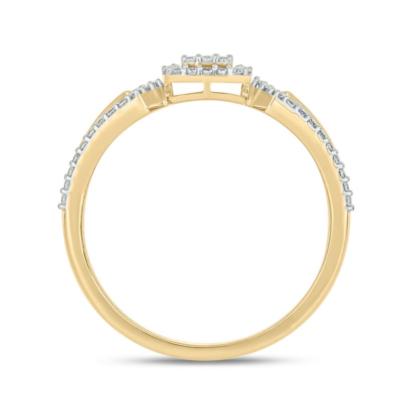 1/3 carat, Diamond Round & Baguette Composite Single Halo  Ring in 14K White Gold