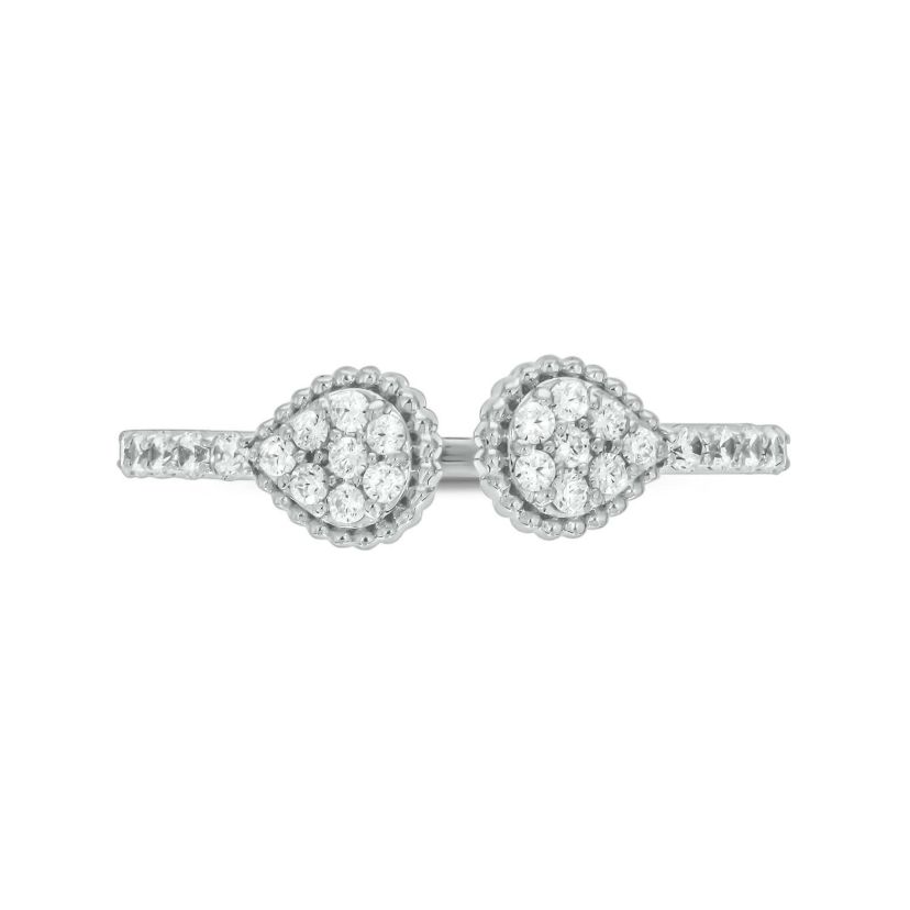 1/3 carat, Diamond Beads,Open Ring ,Pear Composite Ring in 14K Yellow Gold