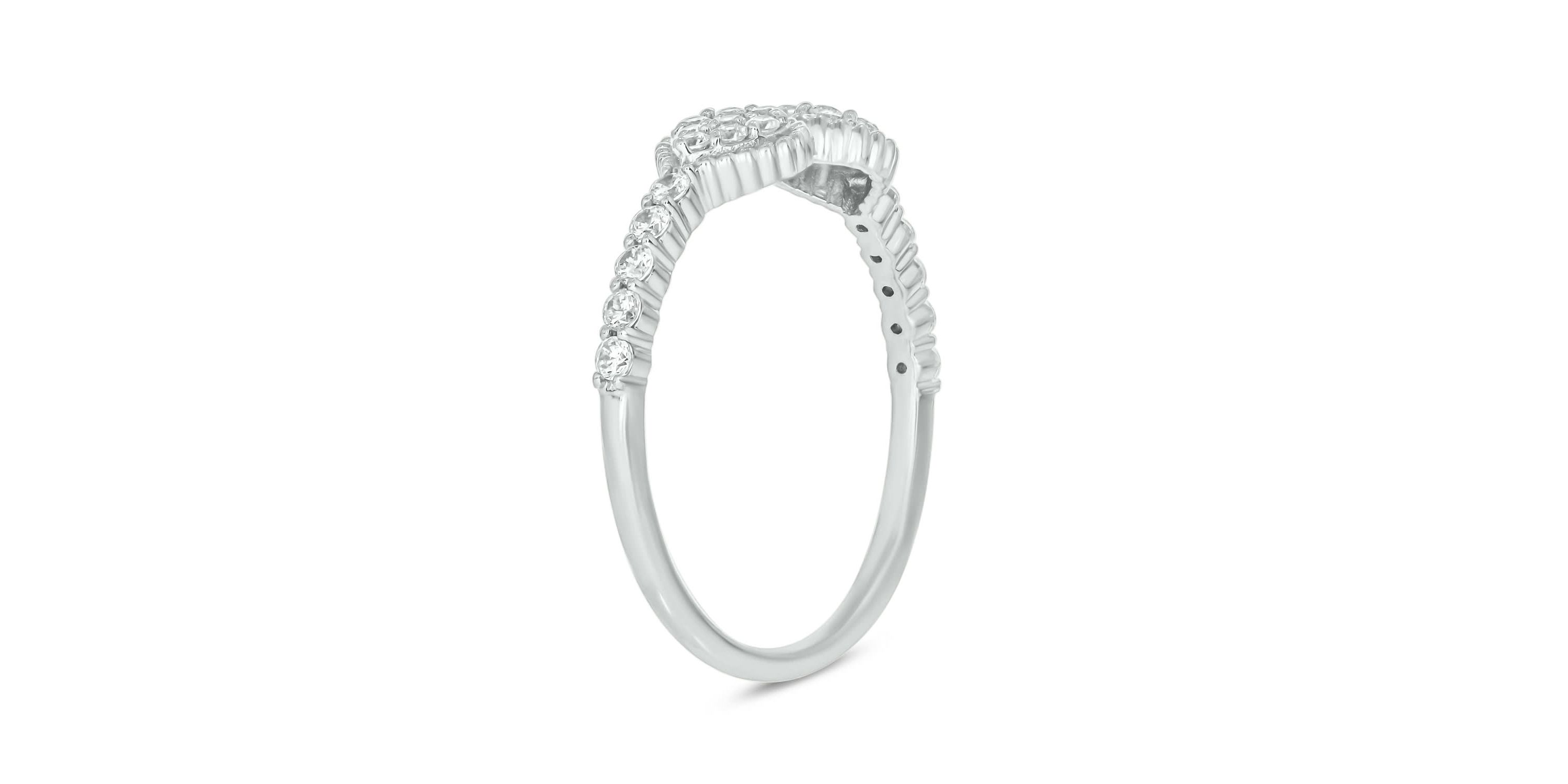 1/3 carat, Diamond Beads,Open Ring ,Pear Composite Ring in 14K Yellow Gold