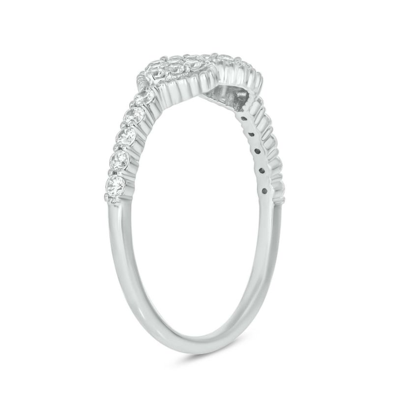 1/3 carat, Diamond Beads,Open Ring ,Pear Composite Ring in 14K Yellow Gold