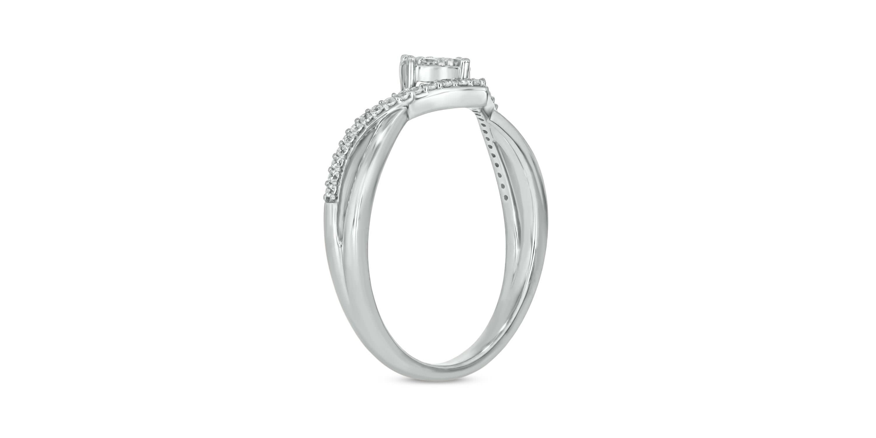 1/5 carat, Diamond Chevoron Ring,Round Cluster Ring in 14K White Gold