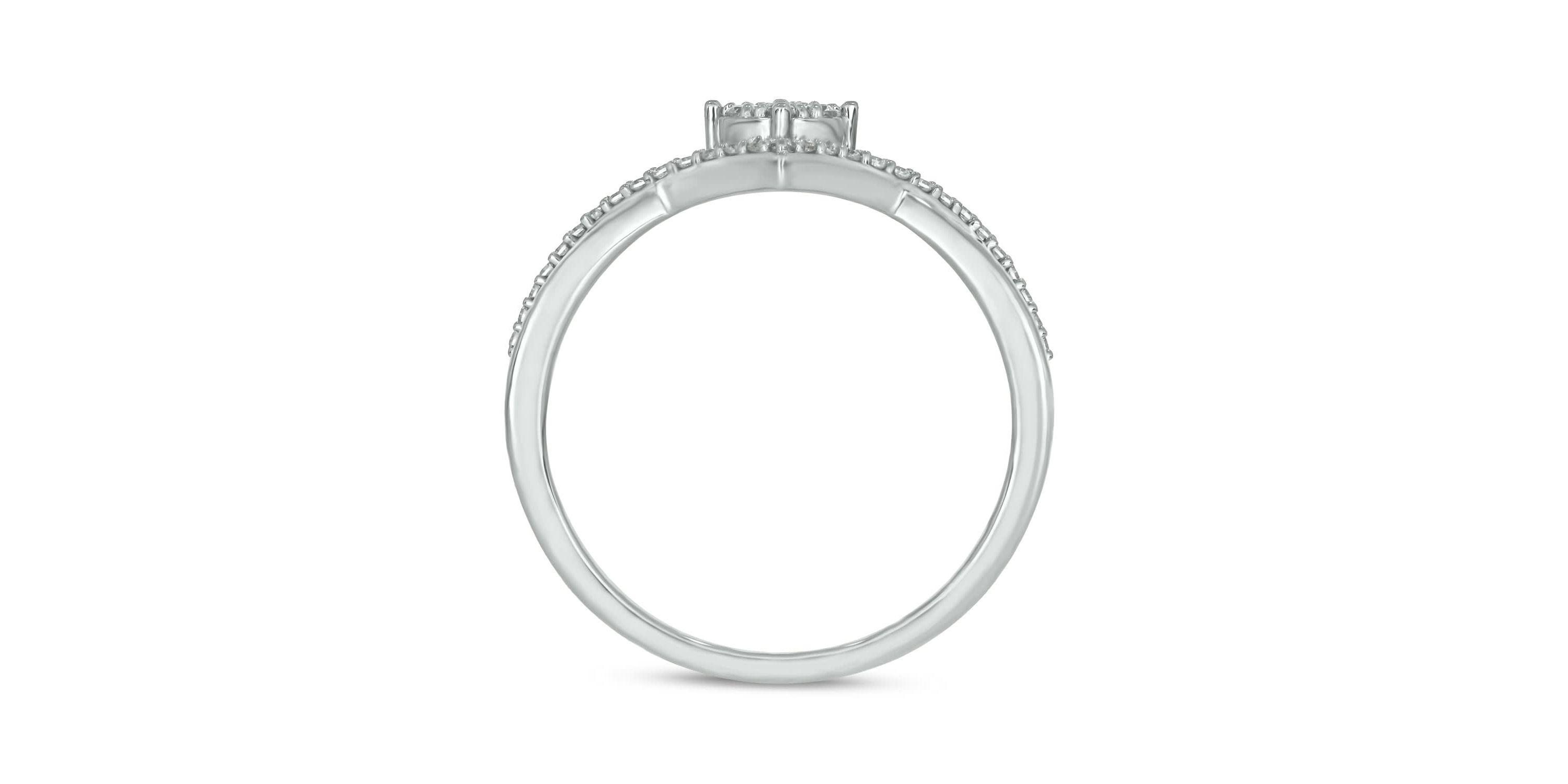 1/5 carat, Diamond Chevoron Ring,Round Cluster Ring in 14K White Gold