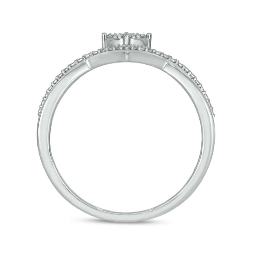 1/5 carat, Diamond Chevoron Ring,Round Cluster Ring in 14K White Gold