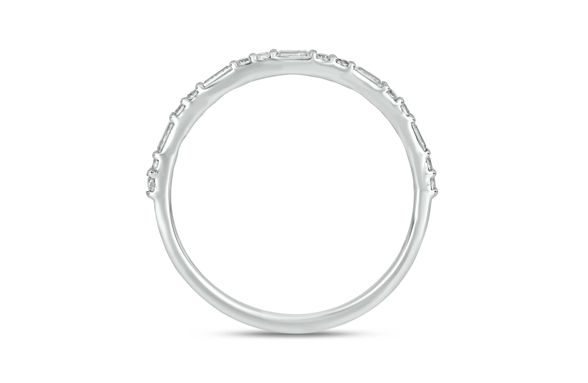1/5 carat,Diamond Round & Baguette,Stack Band in 14K White Gold