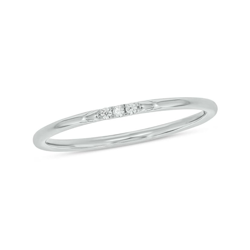 Diamond Accent 3 Stone,Stack Anniversary Band in 14K White Gold