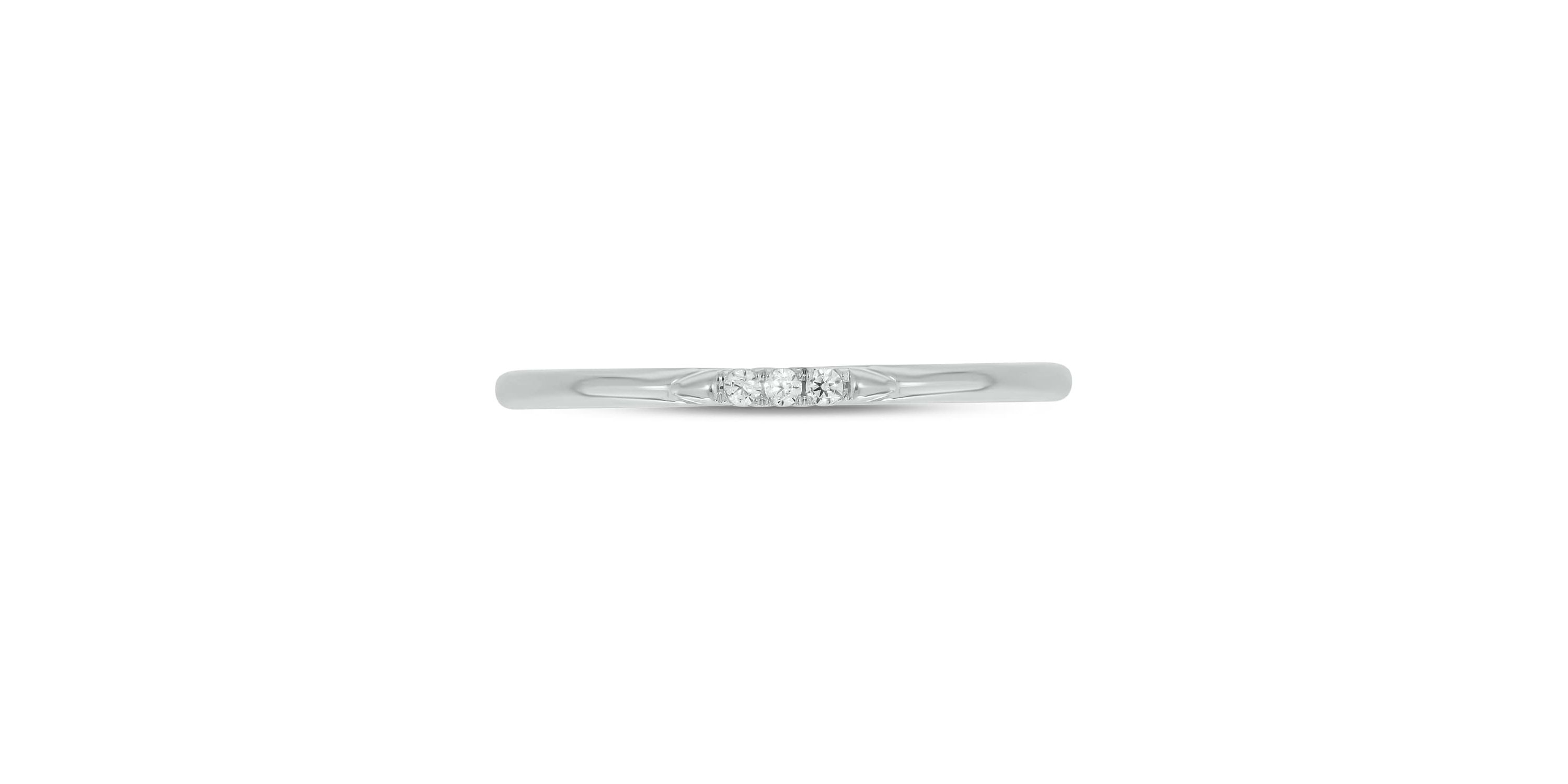 Diamond Accent 3 Stone,Stack Anniversary Band in 14K White Gold