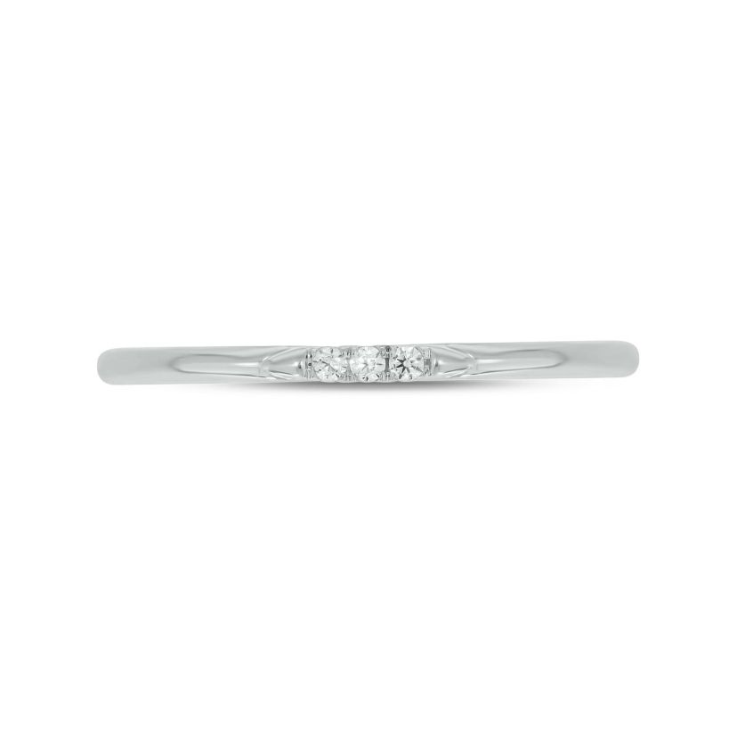Diamond Accent 3 Stone,Stack Anniversary Band in 14K White Gold