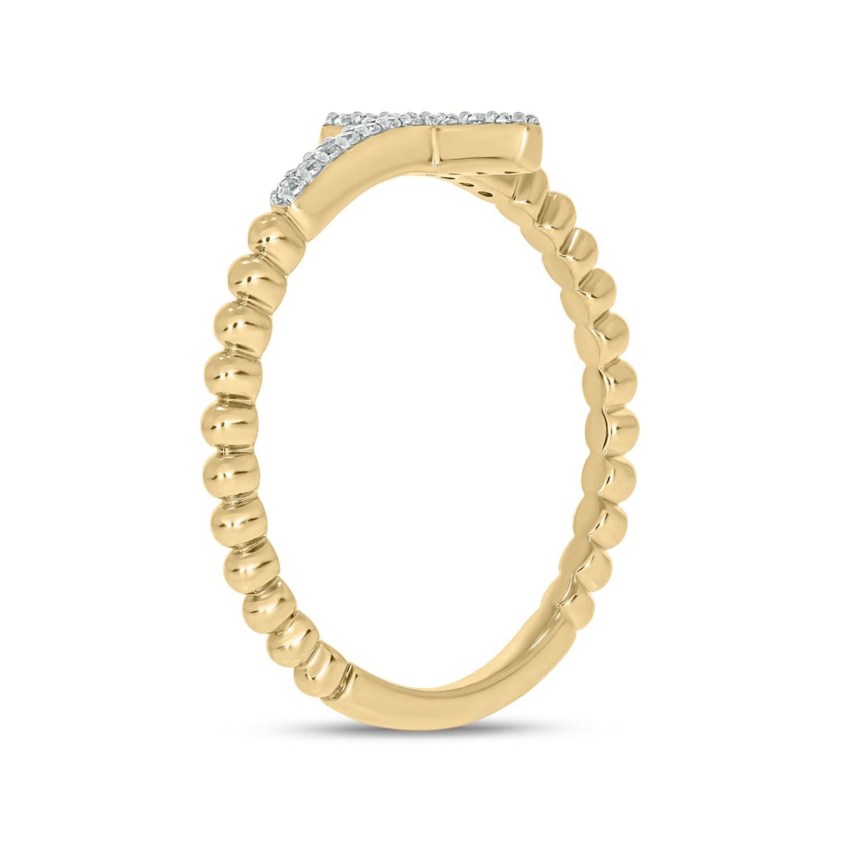 1/10 carat,Diamond Cross,Beads Band in 14K Yellow Gold