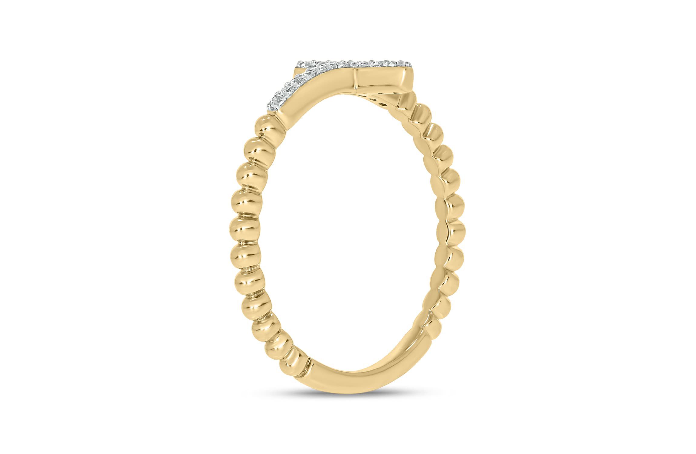 1/10 carat,Diamond Cross,Beads Band in 14K Yellow Gold