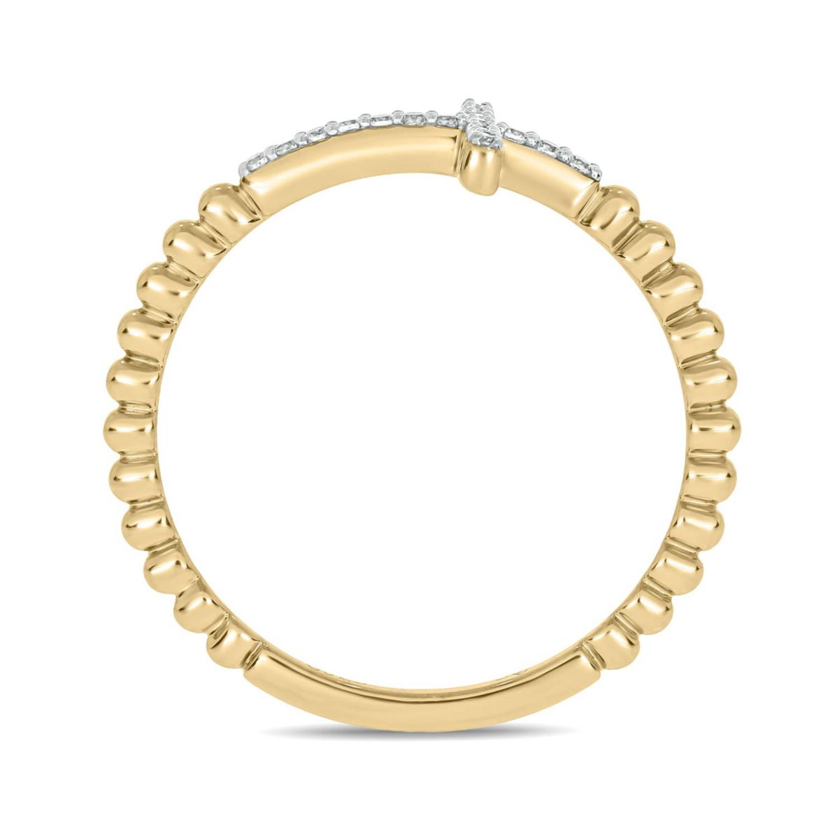 1/10 carat,Diamond Cross,Beads Band in 14K Yellow Gold