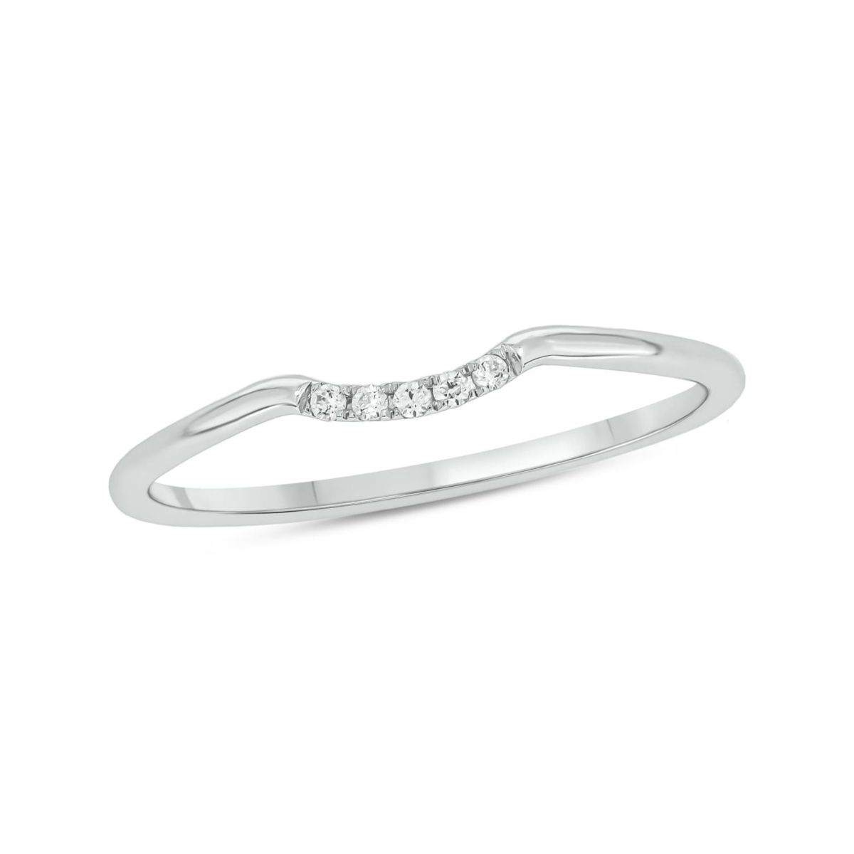 Diamond Accent Contour Anniversary Ring in 14K White Gold
