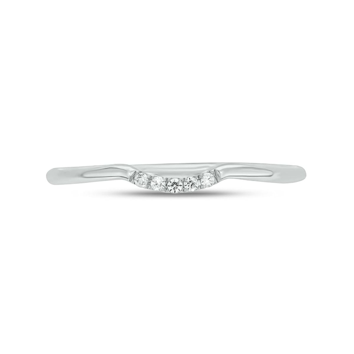 Diamond Accent Contour Anniversary Ring in 14K White Gold