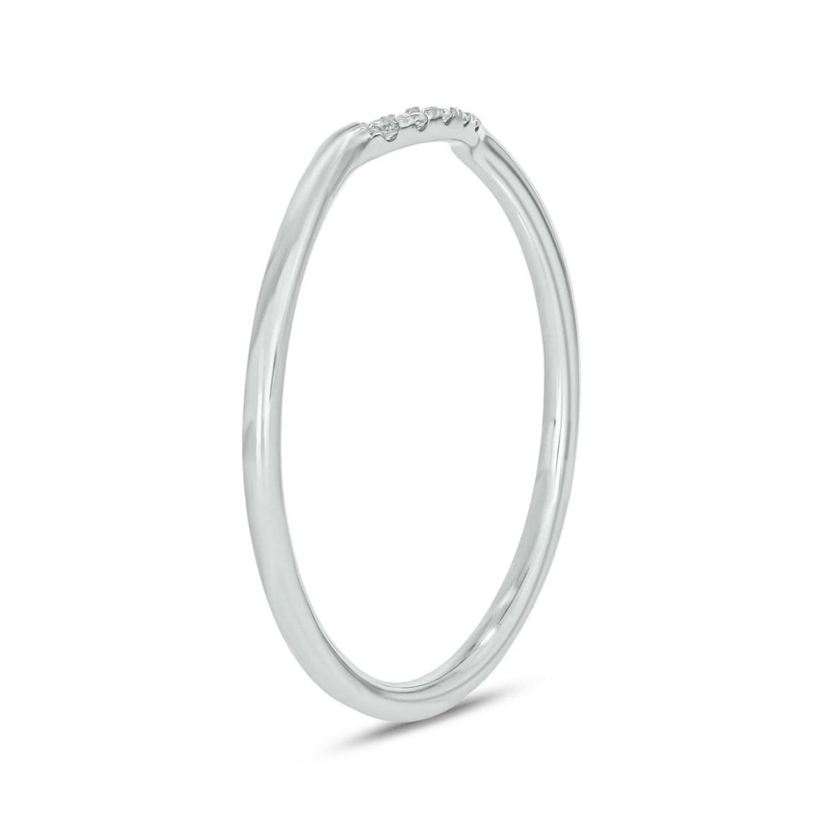 Diamond Accent Contour Anniversary Ring in 14K White Gold