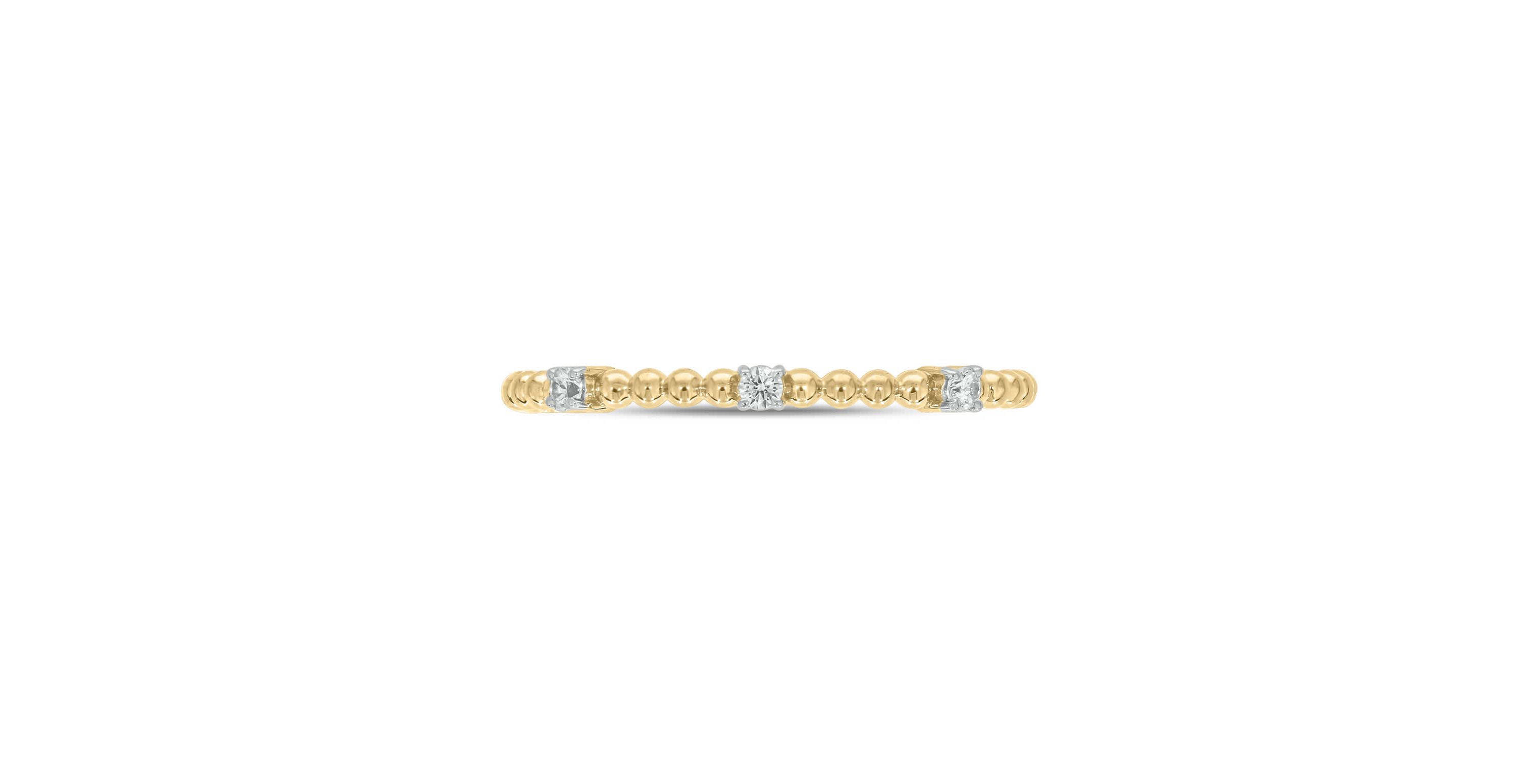Diamond Accent Beads,Stack Anniversary Band in 14K Yellow Gold