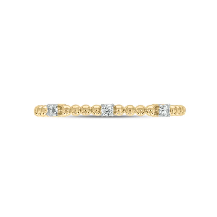 Diamond Accent Beads,Stack Anniversary Band in 14K Yellow Gold