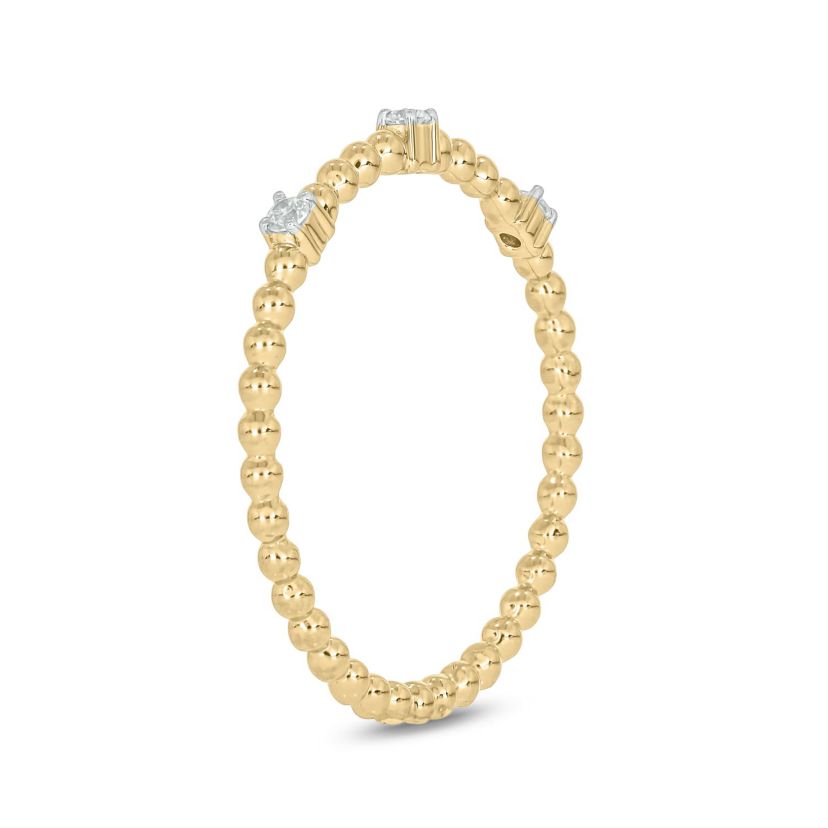 Diamond Accent Beads,Stack Anniversary Band in 14K Yellow Gold