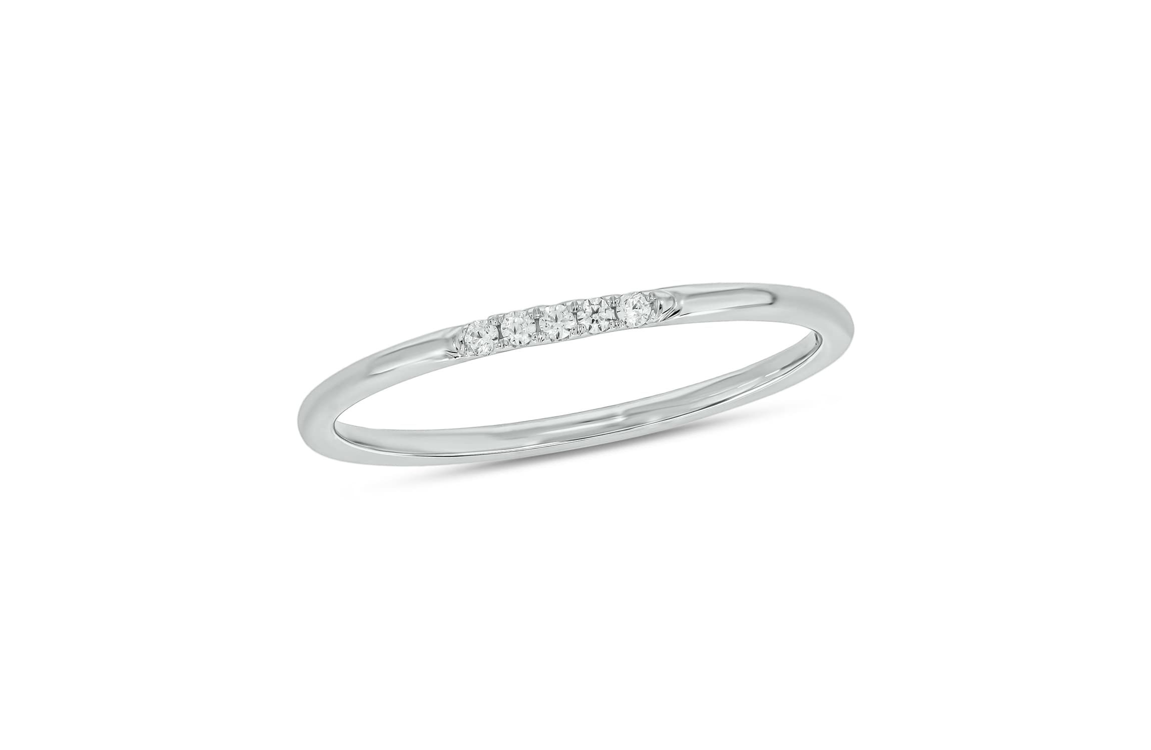 Diamond Accent 5 Stone,Stack Anniversary Band in 14K White Gold