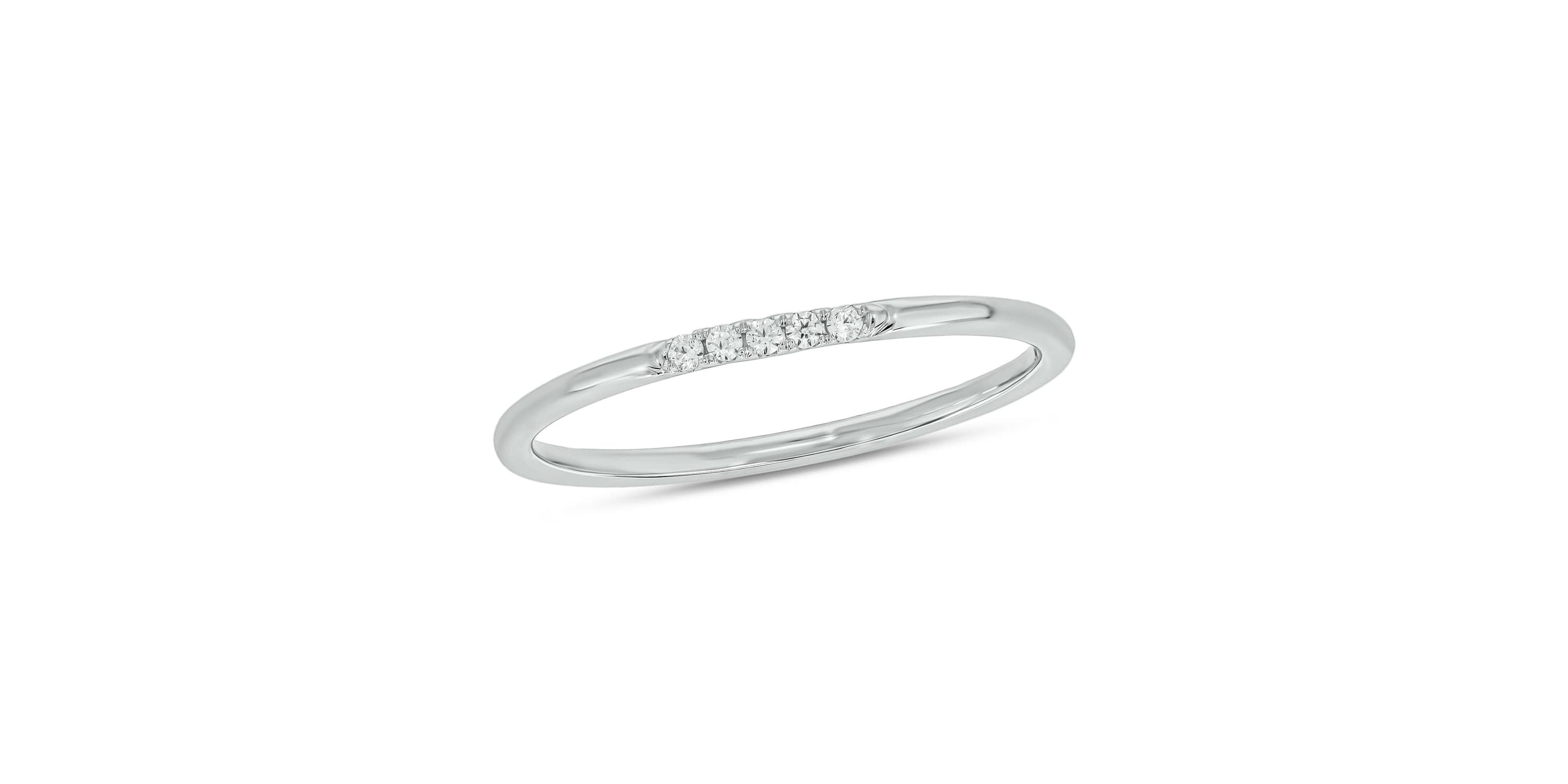 Diamond Accent 5 Stone,Stack Anniversary Band in 14K White Gold