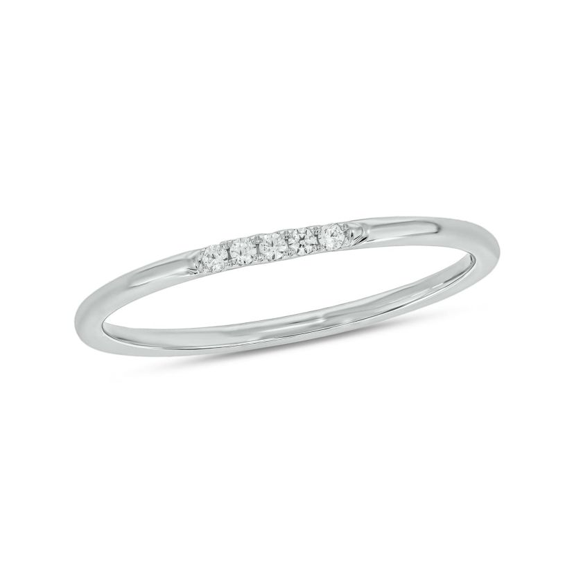 Diamond Accent 5 Stone,Stack Anniversary Band in 14K White Gold