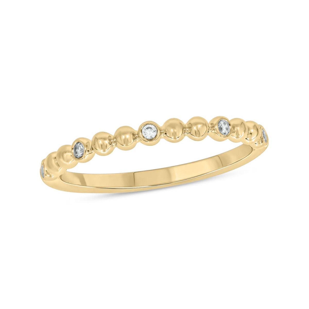 Diamond Accent Beads,Stack Band Anniversary Band in 14K Yellow Gold